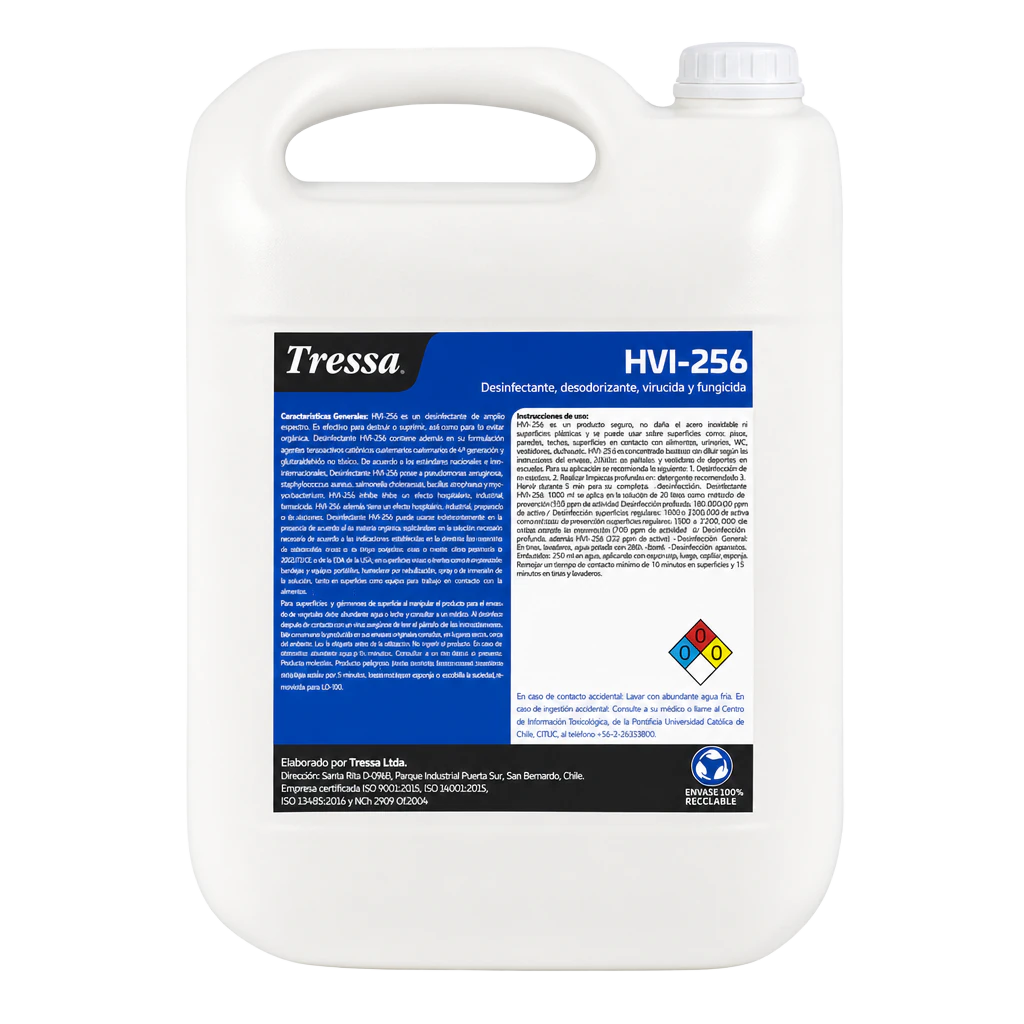 DESINFECTANTE HVI 256 10 LT, amonios cuaternarios, Tressa
