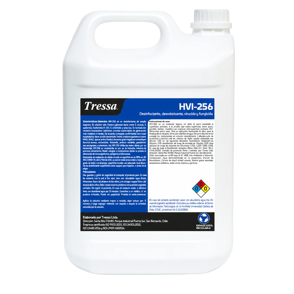 DESINFECTANTE HVI 256 5 L, amonios cuaternarios, Tressa Medical