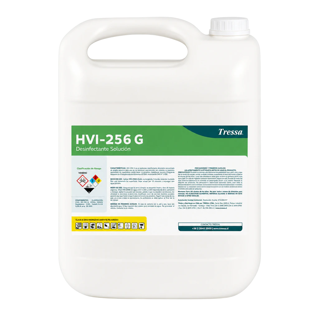 DESINFECTANTE HVI 256 G 10 LT, amonios cuaternarios, Tressa